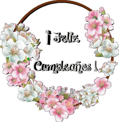 017 Fondo transparente Floral Feliz Cumpleaños Español Mensajes 