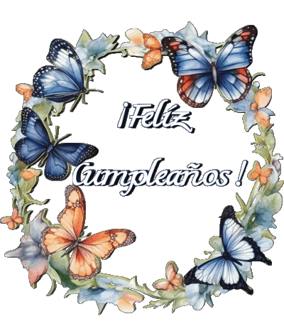 007 Fond Transparent Mariposas Feliz Cumpleaños Espagnol Messages 