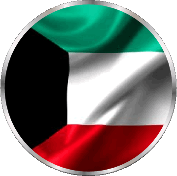 Round Kuwait Asia Flags 