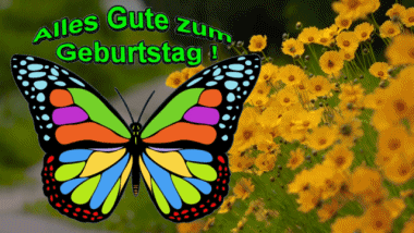 004 Fondo animado Schmetterlinge Alles Gute zum Geburtstag Alemán Mensajes 