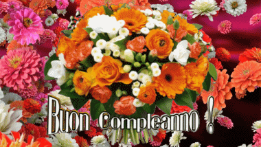 004 Animierter Hintergrund Floreale Buon Compleanno Italienisch Nachrichten 