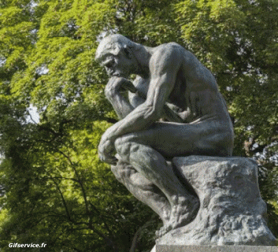Rodin - Le penseur-Rodin - Le penseur confinement covid art recréations Getty challenge Sculpture Morphing - Ressemblance Humour - Fun 