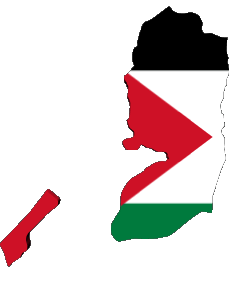 Carte Palestine Asie Drapeaux 