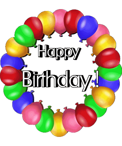 008 Balloons - Confetti Happy Birthday Inglese Messagi 