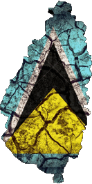 Carte Sainte Lucie Amériques Drapeaux 