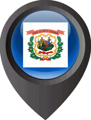 Marcador de ubicación Virginia Occidental U.S.A - Estados América Banderas 