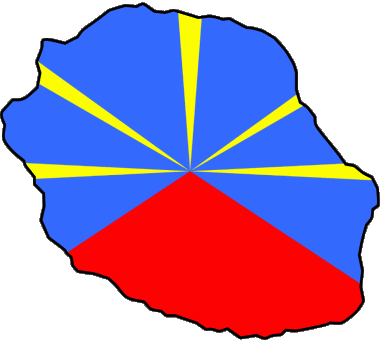 Map La Réunion D.O.M - T.O.M France Flags 