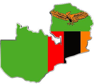 Karte Sambia Afrika Fahnen 