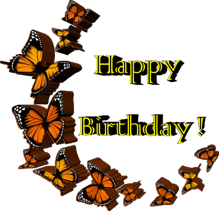 009 Sfondo trasparente Butterflies Happy Birthday Inglese Messagi 