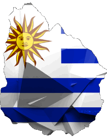 Karte Uruguay Amerika Fahnen 
