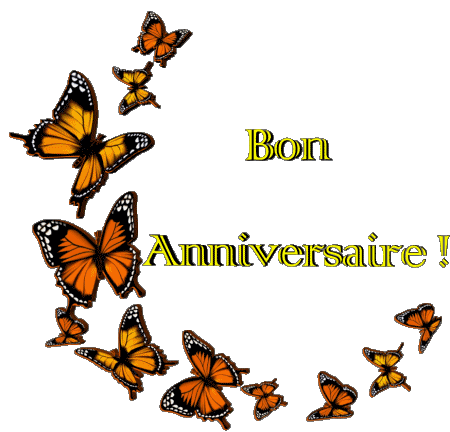 009 Fond Transparent Papillons Bon Anniversaire Français Messages 