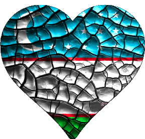 Coeur Ouzbékistan Asie Drapeaux 