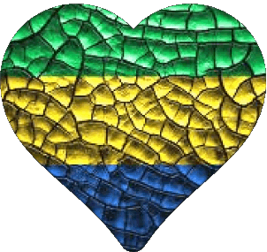 Heart Gabon Africa Flags 