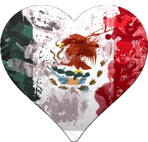 Coeur Mexique Amériques Drapeaux 