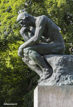Rodin - Le penseur-Rodin - Le penseur recreación de arte covid de contención getty desafío Escultura Morphing - Parece Humor - Fun 