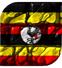 Square Uganda Africa Flags 