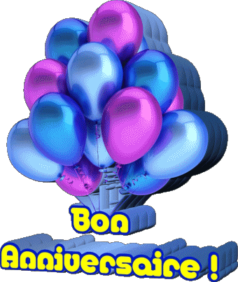 004 Ballons - Confetis Bon Anniversaire Francés Mensajes 