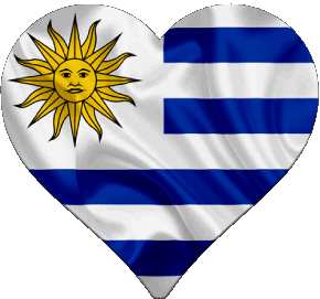 Heart Uruguay America Flags 