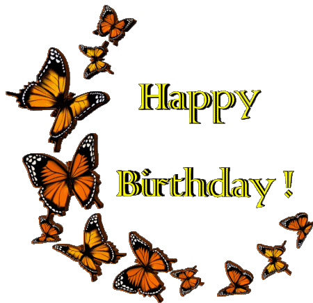 009 Sfondo trasparente Butterflies Happy Birthday Inglese Messagi 