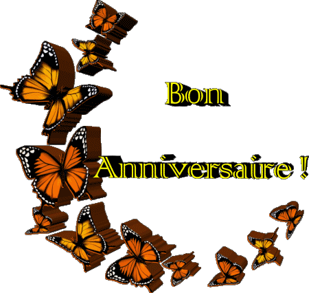 009 Fondo transparente Papillons Bon Anniversaire Francés Mensajes 