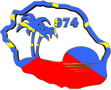 carte La Réunion D.O.M - T.O.M France Drapeaux 