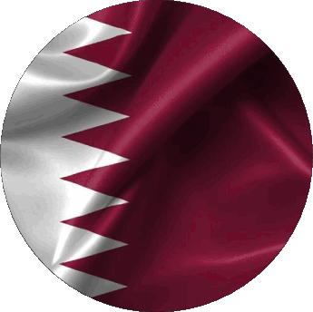 Round Qatar Asia Flags 