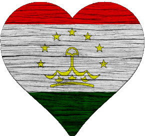 Heart Tajikistan Asia Flags 
