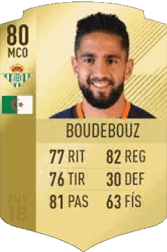 Ryad Boudebouz Algeria F I F A - Giocatori carte Videogiochi Multimedia 