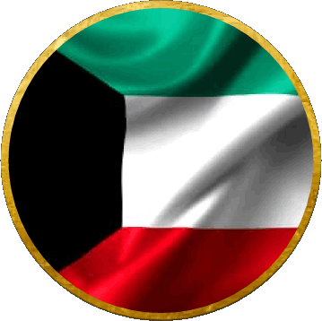 Round Kuwait Asia Flags 