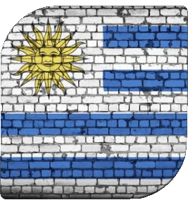 Quadrato Uruguay America Bandiere 