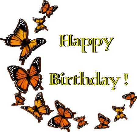 009 Sfondo trasparente Butterflies Happy Birthday Inglese Messagi 