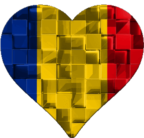 Coeur Roumanie Europe Drapeaux 