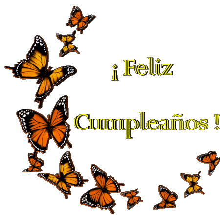 009 Fondo transparente Mariposas Feliz Cumpleaños Español Mensajes 