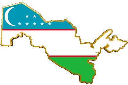 Mapa Uzbekistán Asia Banderas 