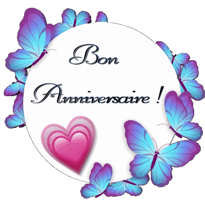 010 Sfondo trasparente Papillons Bon Anniversaire Francese Messagi 