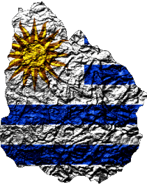 Karte Uruguay Amerika Fahnen 