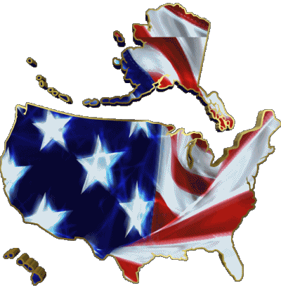 Karte U.S.A - National Amerika Fahnen 