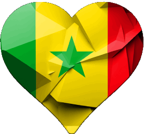 Coeur Sénégal Afrique Drapeaux 