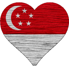 Heart Singapore Asia Flags 