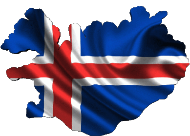 Karte Island Europa Fahnen 