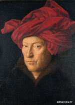 Humor -  Fun Morphing - Sehen Sie aus wie Maler Künstler Eindämmung Covid Kunst Nachbildungen Getty Herausforderung - Jan Van Eyck 