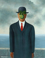 Humor -  Fun Morphing - Sehen Sie aus wie Maler Künstler Eindämmung Covid Kunst Nachbildungen Getty Herausforderung - René Magritte 