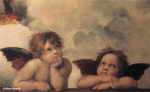 Raffaello Sanzio - Les chérubins - (Détail de la chapelle Sixtine)-Humor - Fun Morphing - Parece Varias pinturas recreación de arte covid de contención desafío 