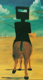 Sidney Nolan’s - Ned Kelly-Humor -  Fun Morphing - Sehen Sie aus wie Verschiedene Gemälde Eindämmung Covid Kunst Nachbildungen Herausforderung Sidney Nolan’s - Ned Kelly