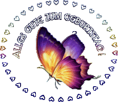 Mensajes Alemán Alles Gute zum Geburtstag Schmetterlinge 001 