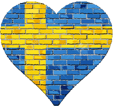 Drapeaux Europe Suède Coeur 