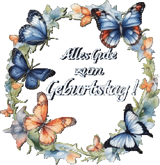 Nachrichten Deutsche Alles Gute zum Geburtstag Schmetterlinge Transparenter Hintergrund 007 