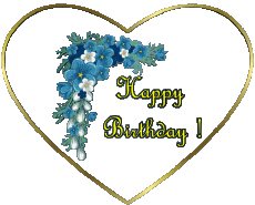 Messages Anglais Happy Birthday Floral Fond Transparent 002 