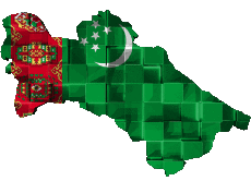 Drapeaux Asie Turkménistan Carte 