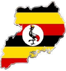 Drapeaux Afrique Ouganda Carte 